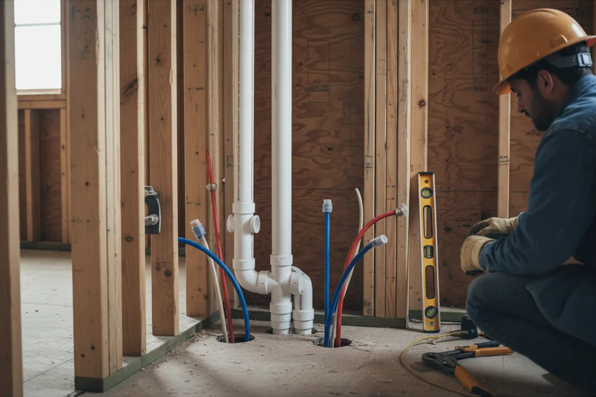 Drain and supply rough-in during Sump Pump Repair in Jamesville